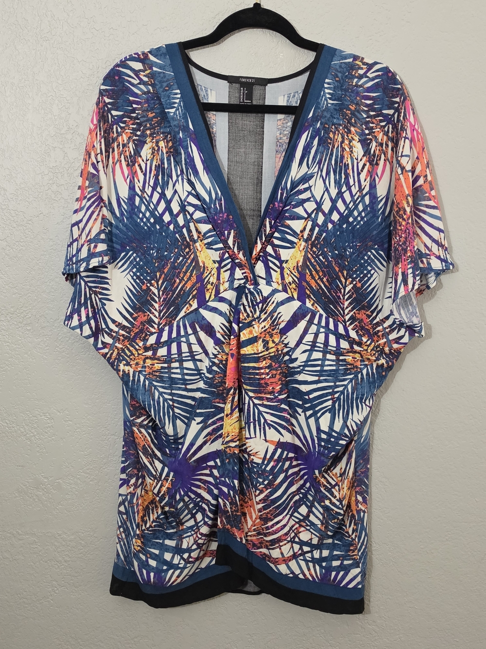 Forever 21 Swim Cover Up Tropical Palm Leaf Print Oversized Womens Small - Picture 2 of 8